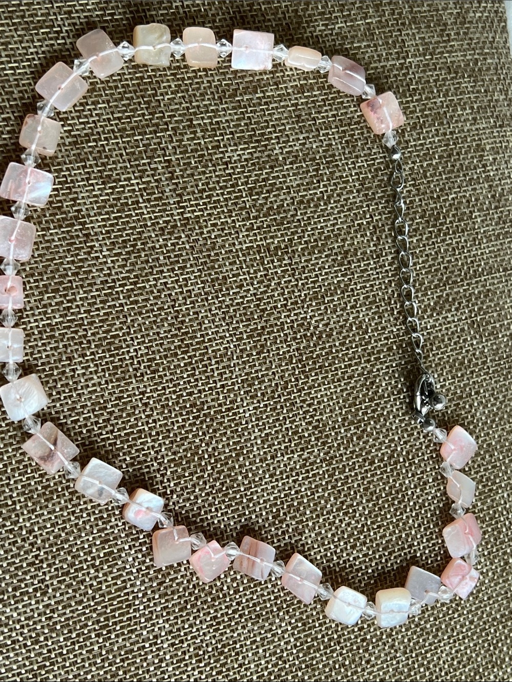 Pink Shell Square Bead Necklace